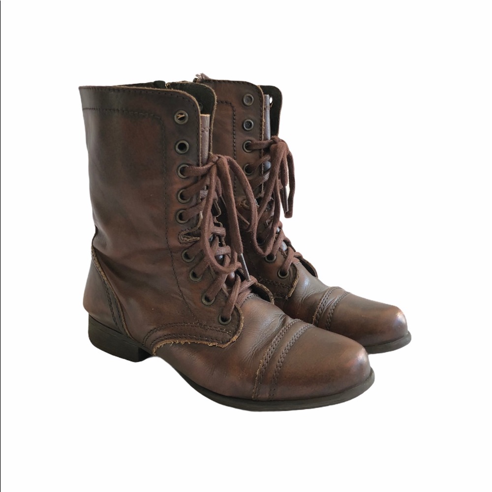 Steve Madden brown leather troopa boots in size 7